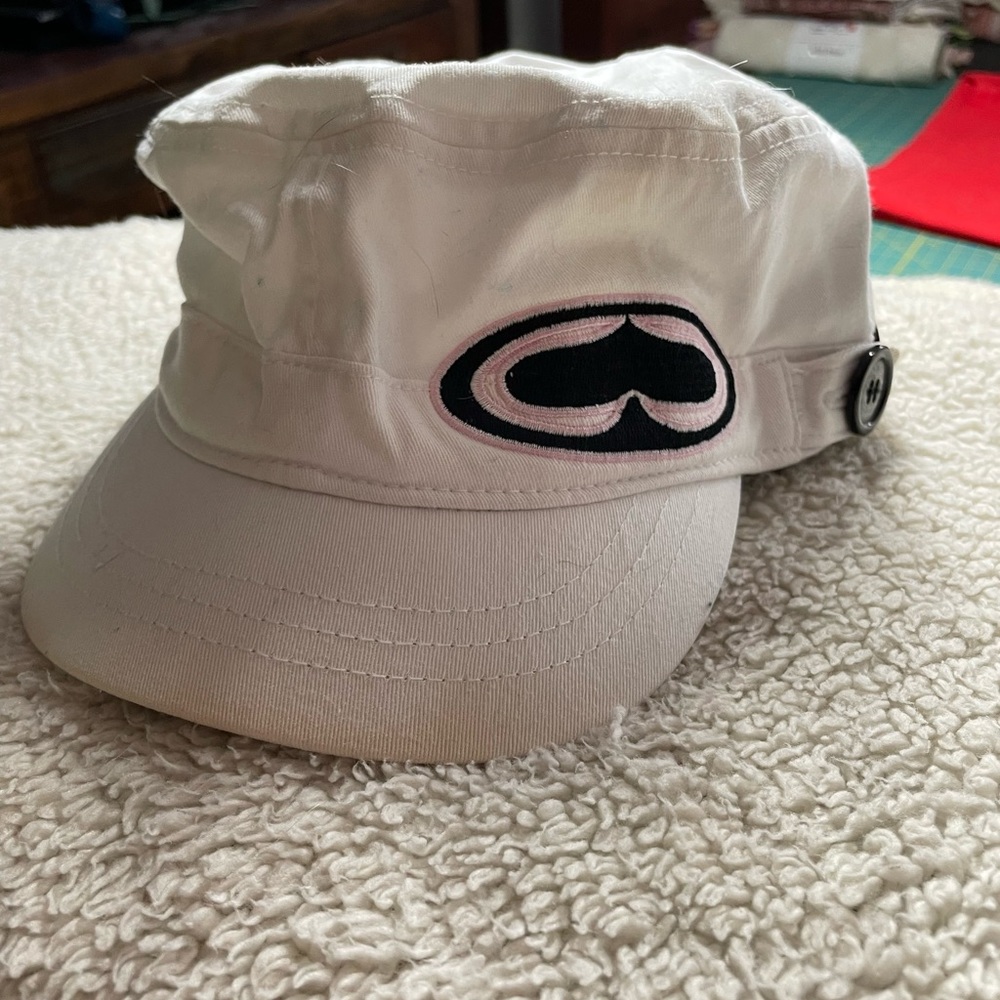 Roxy White Cap Casual Military Cadet Railroad Style Hat